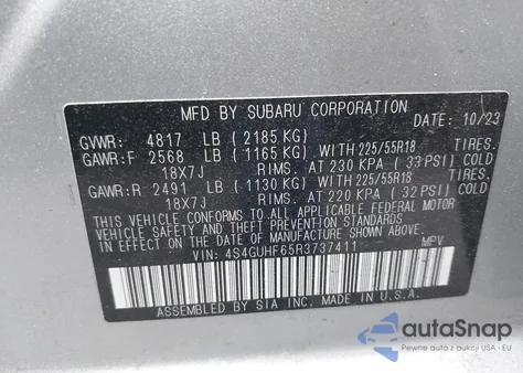 2024 Subaru Crosstrek Sport из США, поврежденный, VIN 4S4GUHF65R3737411